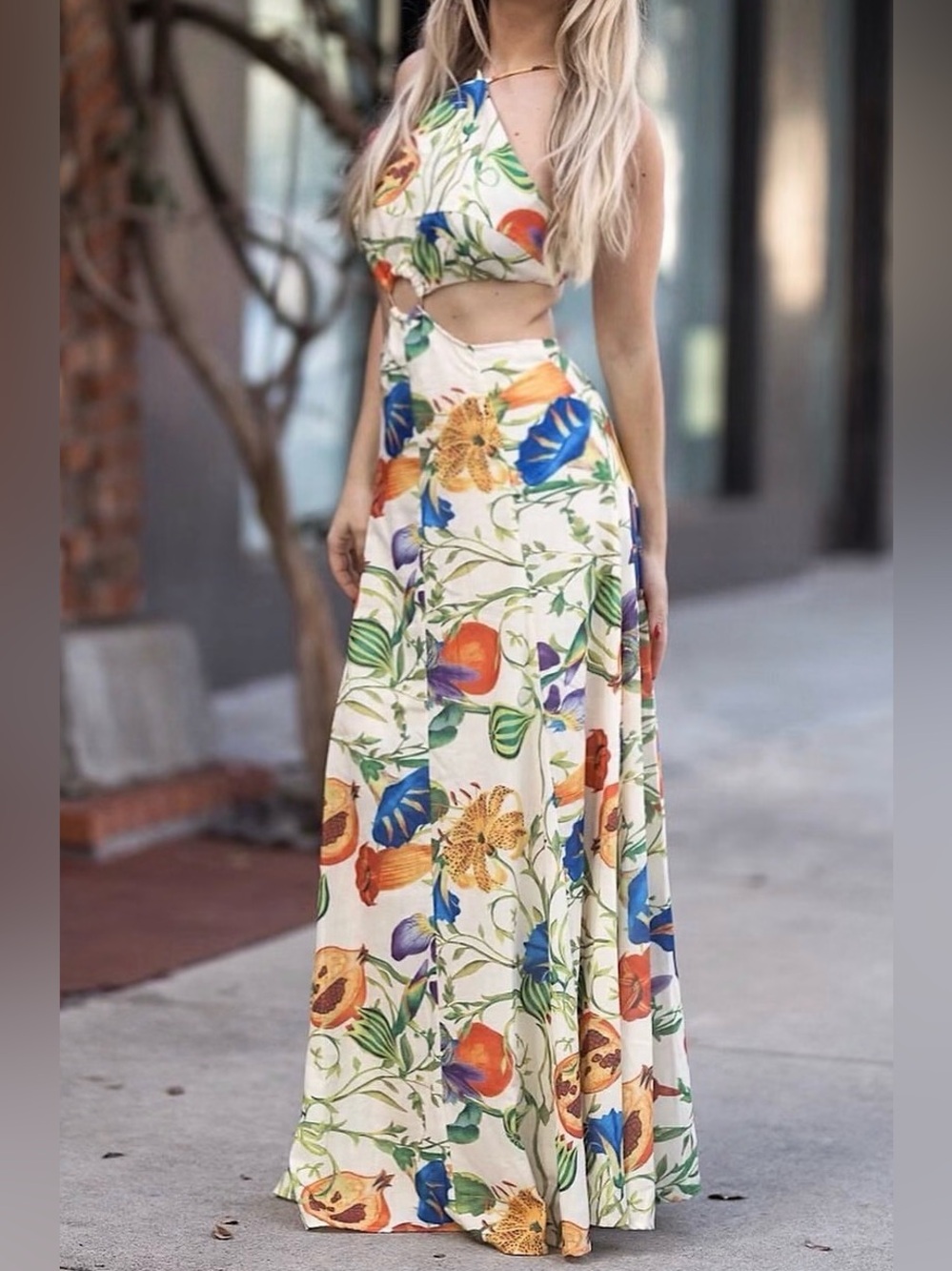 Floral Cutout Maxi Dress